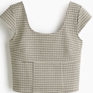 H&M Black and White Houndstooth Crop Top